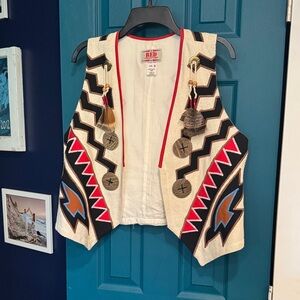 Red Collection Southwestern Vest with Zigzag Pattern - M